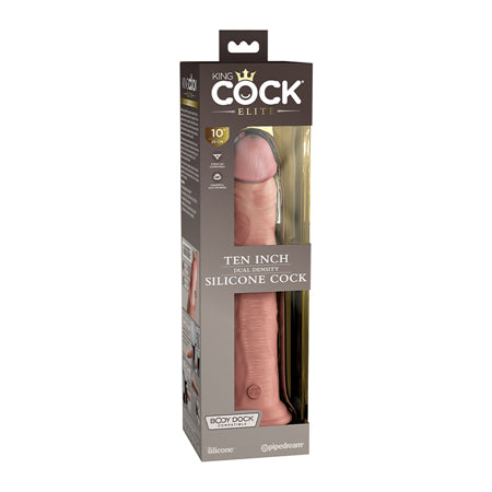 Pipedream King Cock Elite 10 in. Dual Density Silicone Cock Realistic Dildo With Suction Cup Beige