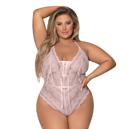Magic Silk Seabreeze Teddy With Snap Crotch Blush Queen Size