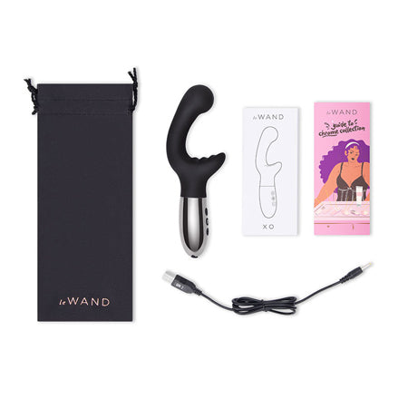 Le Wand XO Rechargeable Double-Motor Wave Silicone Dual Stimulation Vibrator Black