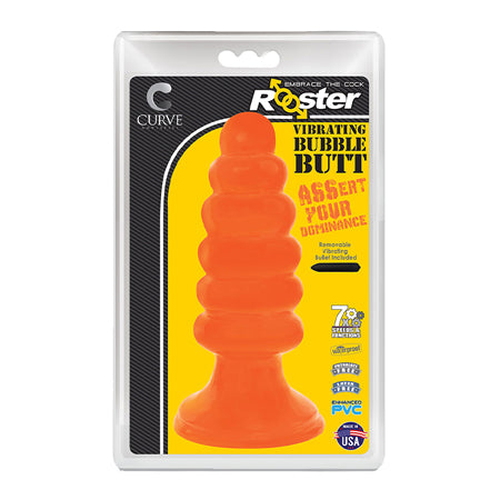 Rooster Vibrating Bubble Butt Anal Plug Orange