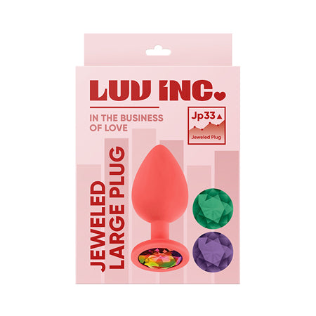 Luv Inc JP33 Jeweled Large Plug With 3 Stones Coral - Casual Toys