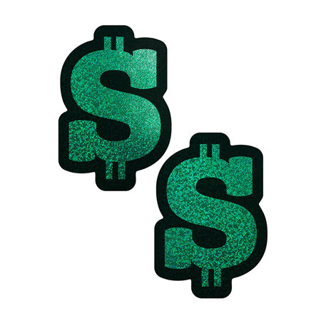 Pastease Money: Green Glitter Dollar Sign Nipple Pasties
