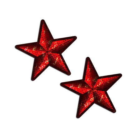Pastease Nautical Star: Diamond Thom Red Disco Sailor Star Nipple Pasties