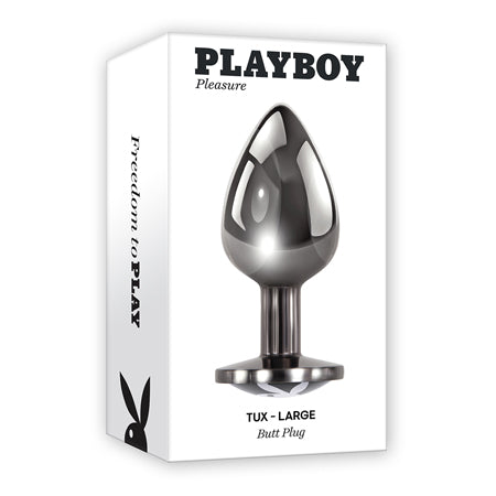 Playboy Tux Large Metal Anal Plug Hematite