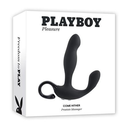 Playboy Come Hither Rechargeable Remote Controlled Silicone Vibrating Prostate Massager Black