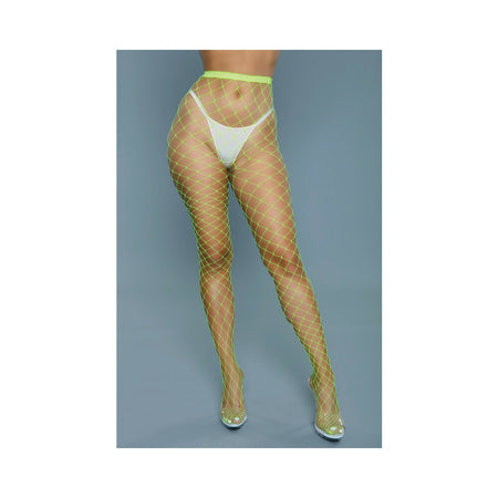 BeWicked Oversized Fishnet Pantyhose Neon Green O/S