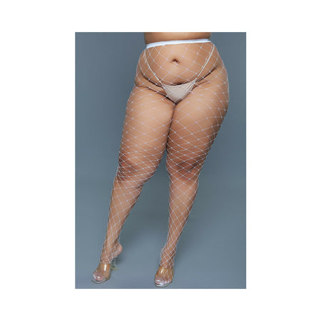 BeWicked Oversized Fishnet Pantyhose White Queen Size