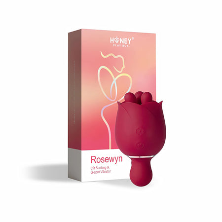 Honey Play Box Rosewyn Rotating Rose Vibrator and Pinpoint Stimulator Red