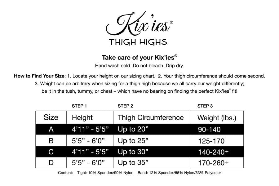 Kix'ies Michelle Large Fishnet Thigh High Black D - Casual Toys